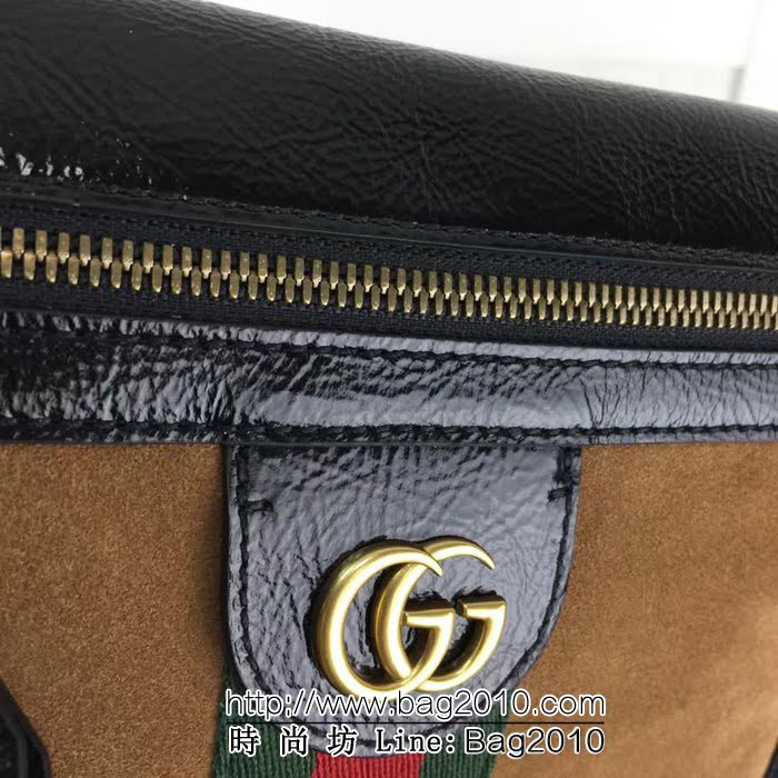 GUCCI古馳頂級原單 新款專櫃品質 實物實拍523658棕色磨沙皮配克漆皮肩背包 HY1304